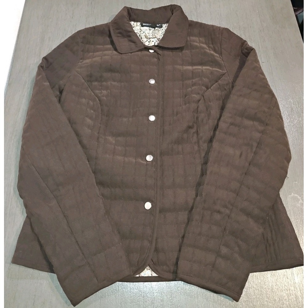 Briggs New York Woman's Brown quilted jacket,Snap Button,Size 12 - Picture 2 of 9